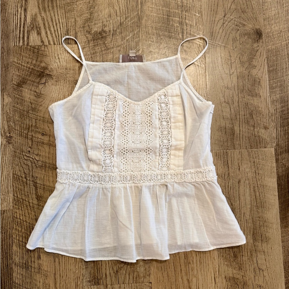 White Ann Taylor LOFT Tank Top Spaghetti Strap Size 6